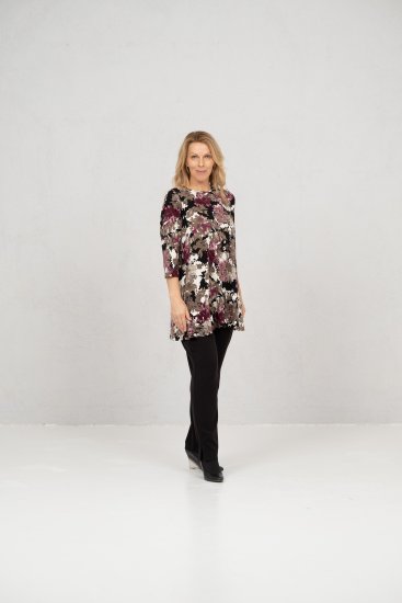 Scandinavian Caramel Flower Petals Tunic Brown - Bedrukte T-shirts voor dames - 