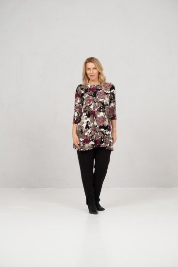 Scandinavian Caramel Flower Petals Tunic Brown - Bedrukte T-shirts voor dames - 
