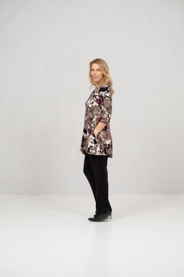 Scandinavian Caramel Flower Petals Tunic Brown - Bedrukte T-shirts voor dames - 