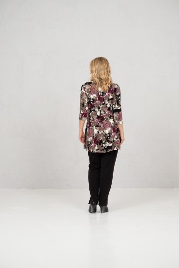 Scandinavian Caramel Flower Petals Tunic Brown - Bedrukte T-shirts voor dames - 