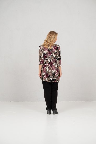 Scandinavian Caramel Flower Petals Tunic Brown - Bedrukte T-shirts voor dames - 