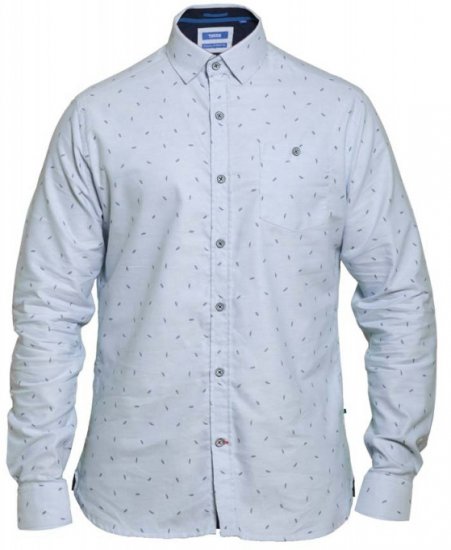 D555 Addington Printed Oxford Shirt Blue - Overhemden - Overhemden Grote Maten Heren