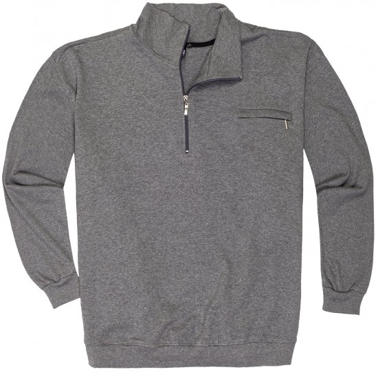 Adamo Athen Sweatshirt Half Zipper Grey - Sweaters & hoodies - Sweaters & Hoodies Grote Maten Heren