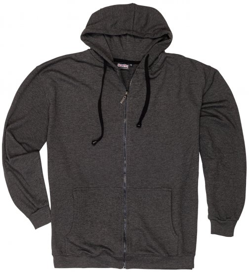 Adamo Athen Hoodie with Zipper Charcoal - Sweaters & hoodies - Sweaters & Hoodies Grote Maten Heren