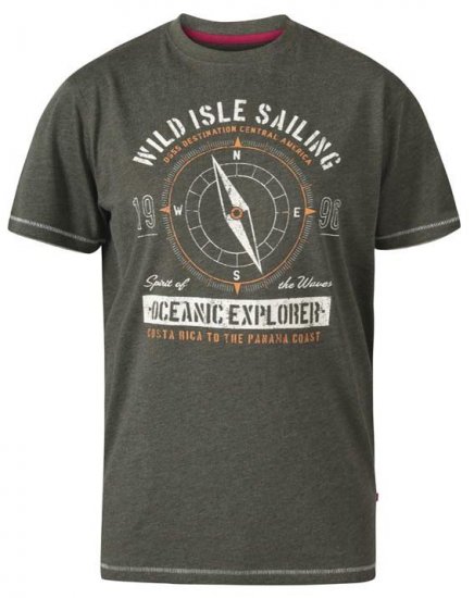 D555 Atticus Oceanic Explorer Crew Neck T-Shirt Khaki - T-shirts - Grote Maten T-shirts Heren