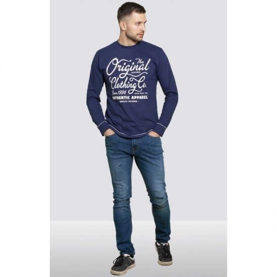 D555 Austin Long Sleeve T-shirt Navy - T-shirts - Grote Maten T-shirts Heren