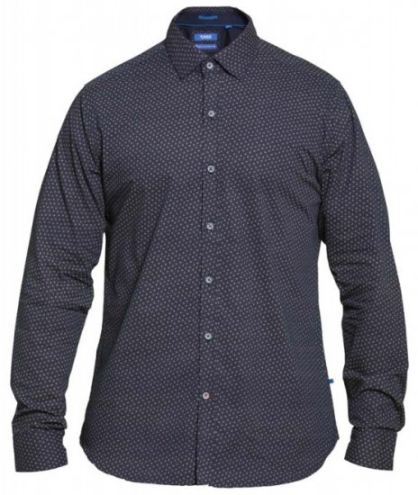 D555 Babworth Long Sleeve Shirt Navy - Overhemden - Overhemden Grote Maten Heren