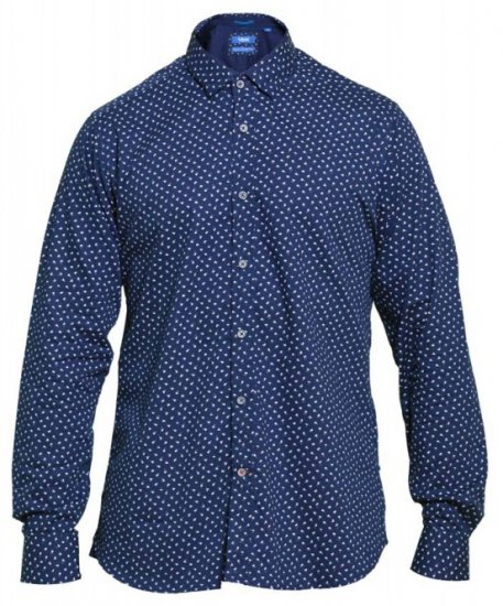 D555 Bainton Long Sleeve Shirt Navy - Overhemden - Overhemden Grote Maten Heren