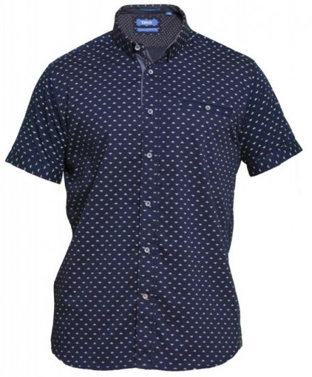 D555 Barrington Short Sleeve Shirt Navy - Overhemden - Overhemden Grote Maten Heren