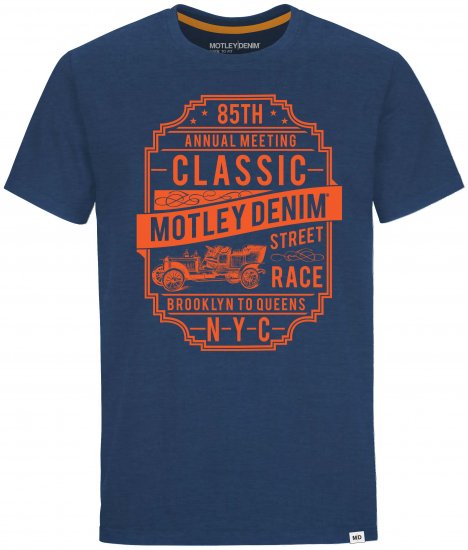 Motley Denim Blackpool T-shirt Dark Indigo - T-shirts - Grote Maten T-shirts Heren