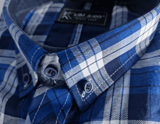 Kam Jeans 6369 Checked Short Sleeve Shirt Blue - Overhemden - Overhemden Grote Maten Heren