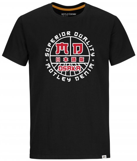 Motley Denim Bradford T-shirt Red on Black - T-shirts - Grote Maten T-shirts Heren