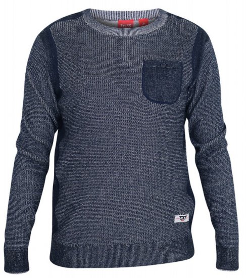 D555 Bryson Crewneck Sweater with Pocket Navy - Sweaters & hoodies - Sweaters & Hoodies Grote Maten Heren