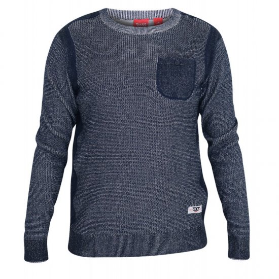 D555 Bryson Crewneck Sweater with Pocket Navy - Sweaters & hoodies - Sweaters & Hoodies Grote Maten Heren
