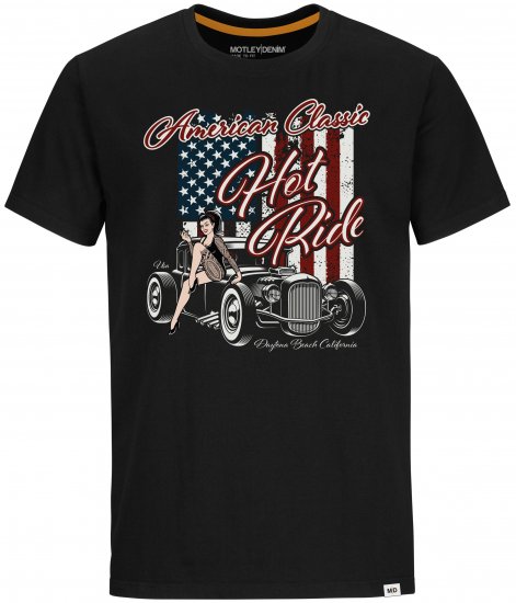 Motley Denim T-shirt Central Black - T-shirts - Grote Maten T-shirts Heren