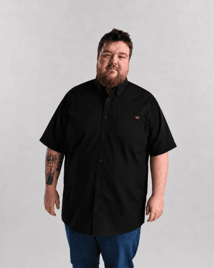 Motley Denim Zagreb Overhemd met korte mouw Zwart - Overhemden - Overhemden Grote Maten Heren
