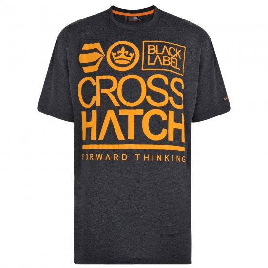 Crosshatch Large Go T-shirt Charcoal - T-shirts - Grote Maten T-shirts Heren