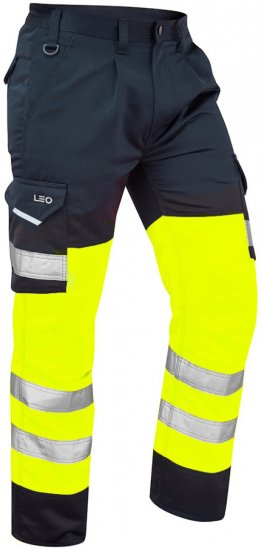 Leo Bideford Cargo Pants Hi-Vis Yellow/Navy - Werkkleding - Werkkleding Grote Maten Heren