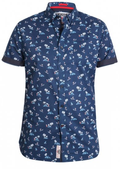 D555 Davian Hawaii Shirt Navy - Overhemden - Overhemden Grote Maten Heren