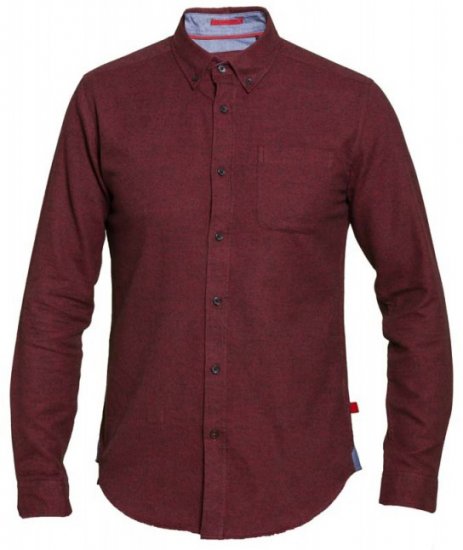 D555 Dawson Textured Shirt Dark Red - Overhemden - Overhemden Grote Maten Heren