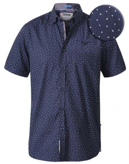 D555 Derwent Short Sleeve Shirt Navy - Overhemden - Overhemden Grote Maten Heren
