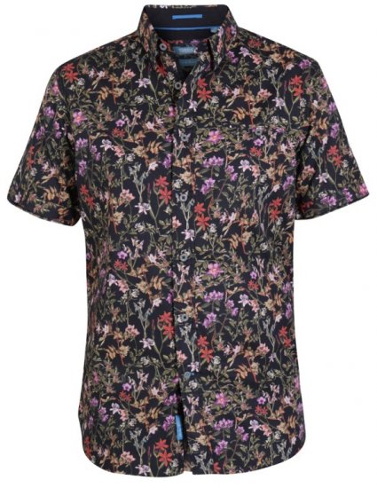 D555 Emmet Floral Shirt Black - Overhemden - Overhemden Grote Maten Heren