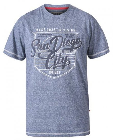 D555 Epson San Diego Crew Neck T-Shirt Blue Marl - T-shirts - Grote Maten T-shirts Heren