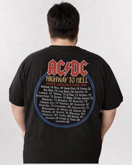 D555 Hugh Official ACDC Highway To Hell T-shirt met Print Zwart - T-shirts - Grote Maten T-shirts Heren