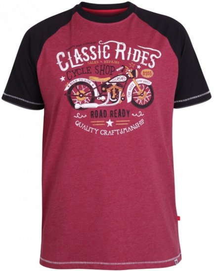 D555 Evans T-shirt Burgundy - T-shirts - Grote Maten T-shirts Heren