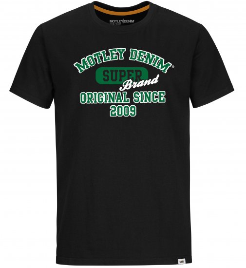 Motley Denim Exeter T-shirt Green on Black - T-shirts - Grote Maten T-shirts Heren