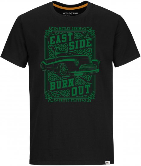 Motley Denim FILEY T-shirt Black - T-shirts - Grote Maten T-shirts Heren