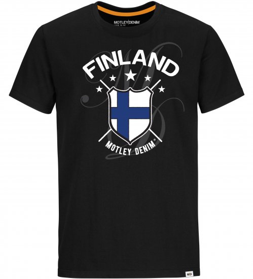 Motley Denim Finland T-shirt Black - T-shirts - Grote Maten T-shirts Heren
