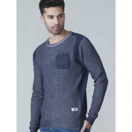 D555 Bryson Crewneck Sweater with Pocket Navy - Sweaters & hoodies - Sweaters & Hoodies Grote Maten Heren