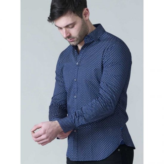 D555 Lavar Long Sleeve Diamond Printed Shirt - Overhemden - Overhemden Grote Maten Heren