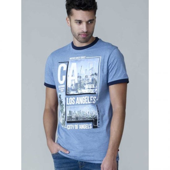 D555 Howie Fine Stripe T-shirt Blue - T-shirts - Grote Maten T-shirts Heren