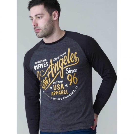 D555 Neill Long Sleeve T-shirt Black - T-shirts - Grote Maten T-shirts Heren