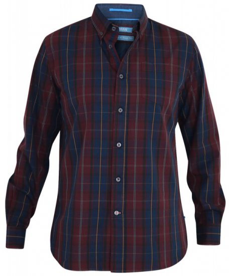 D555 Grady Long Sleeve Check Shirt - Overhemden - Overhemden Grote Maten Heren