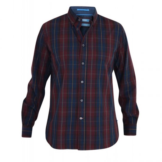 D555 Grady Long Sleeve Check Shirt - Overhemden - Overhemden Grote Maten Heren