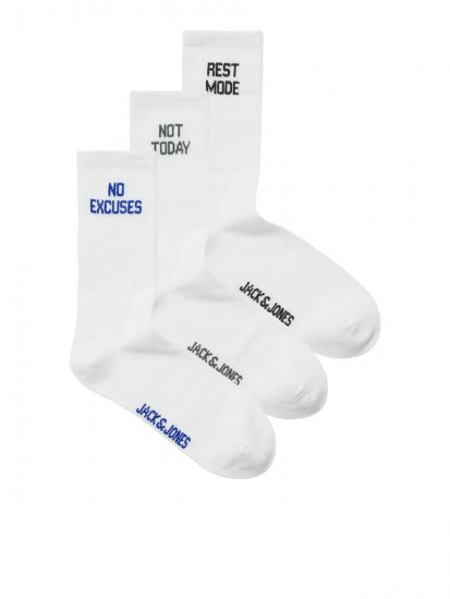 Jack & Jones Power Statements Tennissokken Wit 3-pack - Ondergoed & zwem - Grote Maten Ondergoed Heren