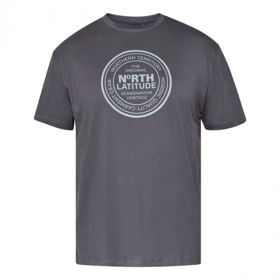 North Latitude T-Shirt Grijs/Charcoal - T-shirts - Grote Maten T-shirts Heren