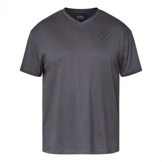 North Latitude Alpine Club T-Shirt Grijs/Charcoal - T-shirts - Grote Maten T-shirts Heren