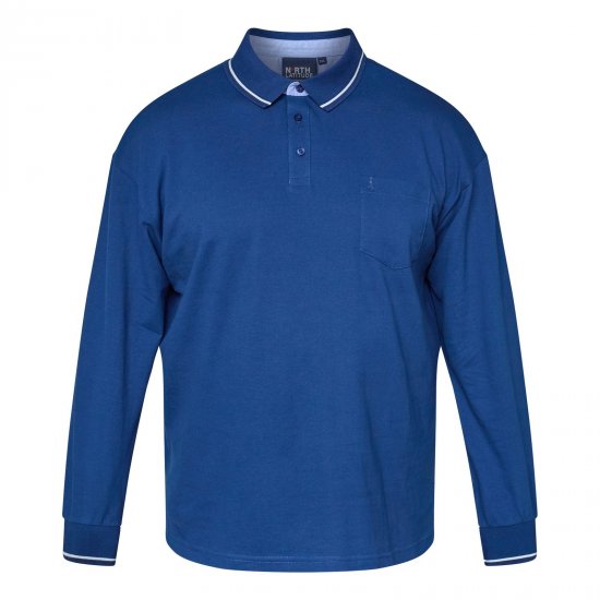 North Latitude Superflex Polo LS Blauw - Polo shirts - Grote Maten Poloshirts Heren