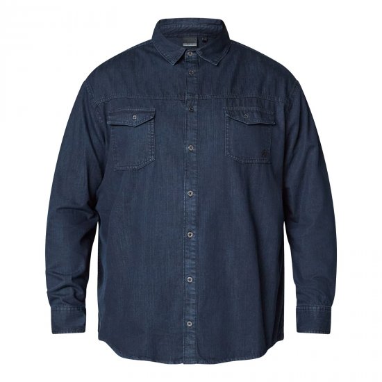 North Latitude Denim Shirt LS Blauw - Overhemden - Overhemden Grote Maten Heren