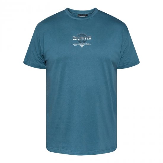 North Latitude T-Shirt With Print Blauw - T-shirts - Grote Maten T-shirts Heren