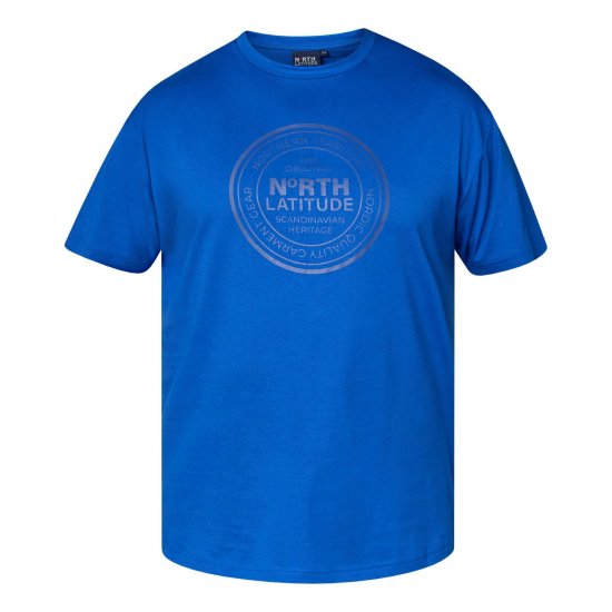 North Latitude T-Shirt Blauw - T-shirts - Grote Maten T-shirts Heren