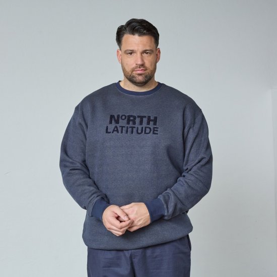 North Latitude Crewneck Logo Sweat Navyblauw - Sweaters & hoodies - Sweaters & Hoodies Grote Maten Heren