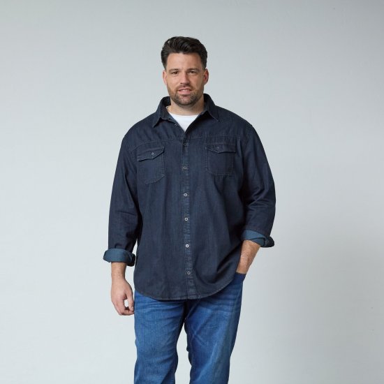 North Latitude Denim Shirt LS Blauw - Overhemden - Overhemden Grote Maten Heren