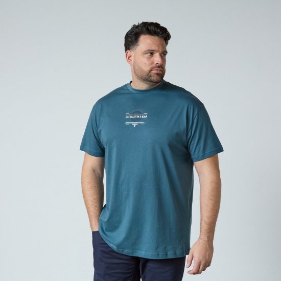 North Latitude T-Shirt With Print Blauw - T-shirts - Grote Maten T-shirts Heren