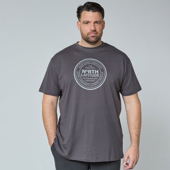 North Latitude T-Shirt Grijs/Charcoal - T-shirts - Grote Maten T-shirts Heren
