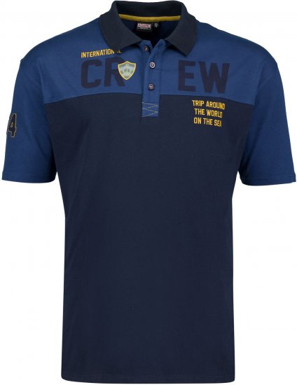 Adamo Crew Printed Jersey Poloshirt Denim Blue - Polo shirts - Grote Maten Poloshirts Heren